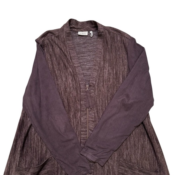 LOGO by Lori Goldstein L Brown Knit Zip Cardigan - Picture 5 of 7